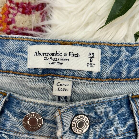 Abercrombie Blue Distressed Curve Love The Baggy Short Low Rise Jean Shorts 29/8 - Picture 5 of 6